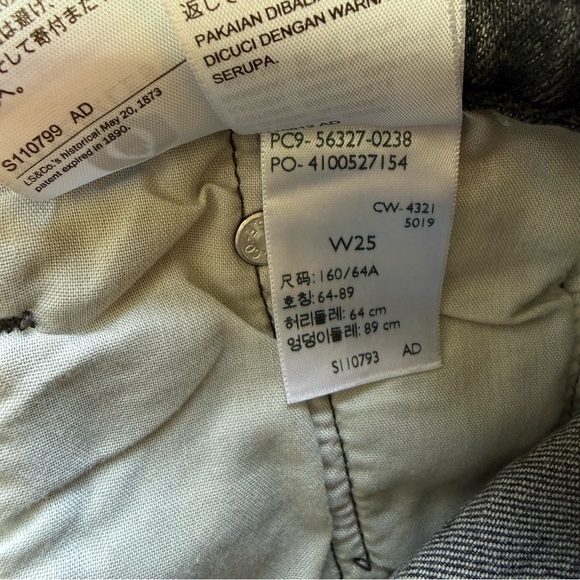 Levi’s 501 Faded Black Size 25 Button Fly Denim Shorts - Picture 9 of 10